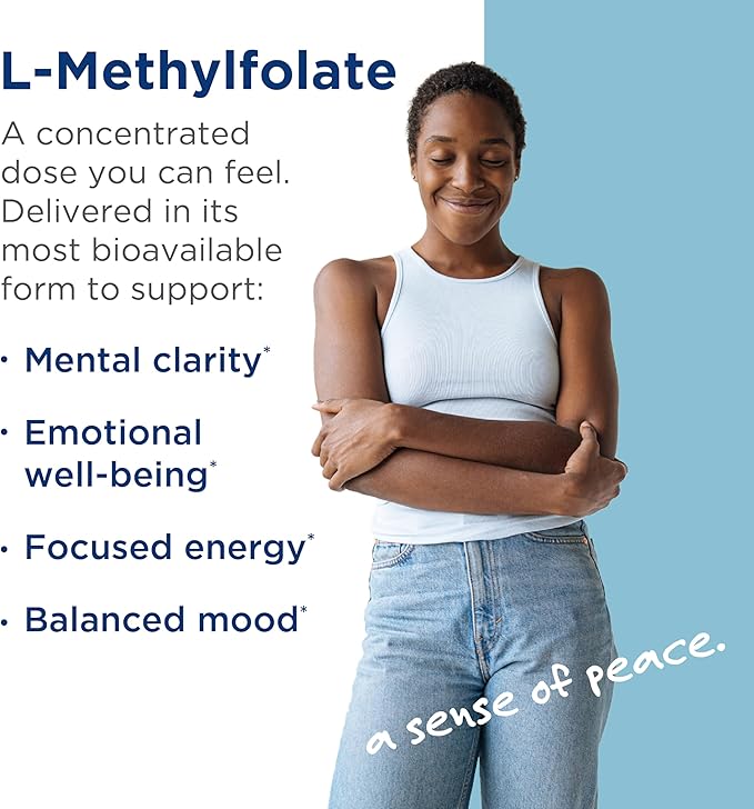 MethylPro 15mg L-Methylfolate - Professional Strength Active Methylfolate, 5-MTHF Supplement for Mood Support & Brain Health - Non-GMO + Gluten-Free with No Fillers (60 Capsules)