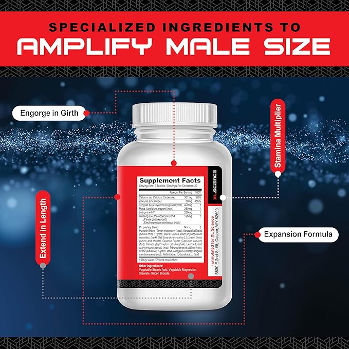 Mr Man Male Enlargement Pills- Size Enhancing Supplement for Men- Add Over 3 in 90 Days- 60 Tablets