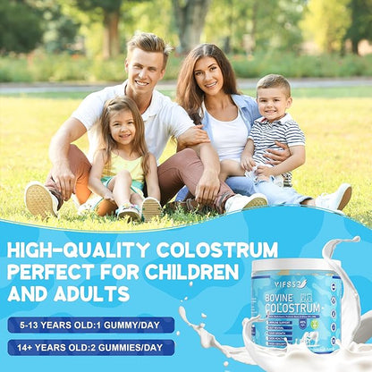 Grass Fed Colostrum Supplement 2000mg, 120 Gummies Sugar Free 40% IgG Bovine Colostrum Gummies + Probiotic, Multivitamin Etc for Immune Support, Gut Support, Hair & Skin