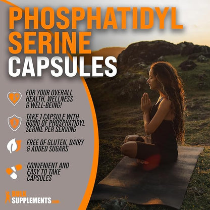 BulkSupplements.com Phosphatidylserine Capsules - Phosphatidylserine Supplement, Sourced from Soy - 60mg per Capsule, Gluten Free - 1 Capsule per Serving, 120 Capsules (Pack of 1)
