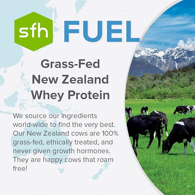SFH Fuel Whey Protein Powder Great Tasting Grass Fed Whey | MCTs & Fiber for Energy | All Natural | Soy Free, Gluten Free, No RBST, No Artificial Flavors (Coconut (2lb Bag))