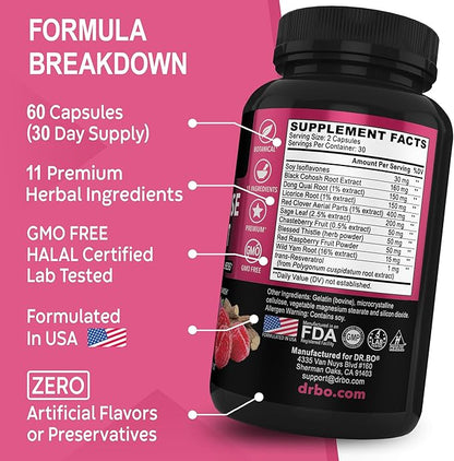 Menopause Supplements for Women Support Pills - Natural Menopause Relief for Hot Flashes, Night Sweats & Mood Swings with Dong Quai, Chasteberry & Black Cohosh - Hormone Balance for Women Supplement