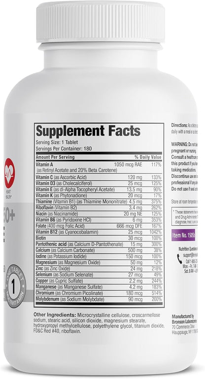 Bronson ONE Daily Women’s 50+ Complete Multivitamin Multimineral, 180 Tablets
