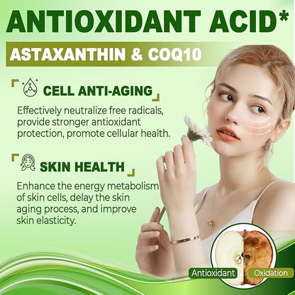 Vegan Omega 3 Supplement Gummies 1100mg, Algae Omega 3 DHA 640mg & EPA 290mg from Marine, with CoQ10, Astaxanthin, Vitamin E, A, D3 for Brain, Eye, Joint, Fish Oil Supplements Alternative, Sugar Free