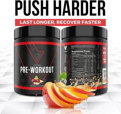 vedge Pre Workout Powder - Workout Powder for Energy & Endurance - Vegan Pre Workout with Beta Alanine, L-Taurine, Caffeine & Citrulline - Pre Workout for Men & Women - Fuji Apple Pear Flavor