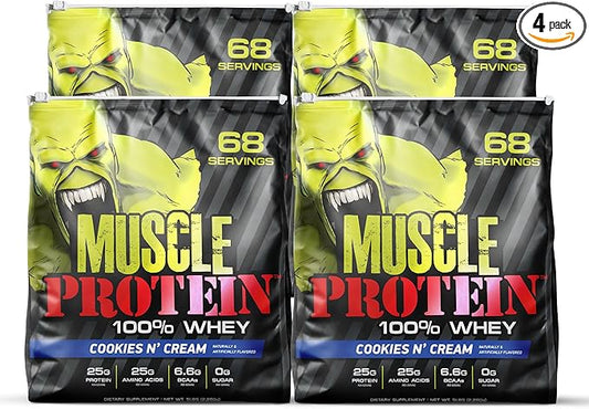 Muscle Protein Whey Powder [20 lbs/Pack of 1]–Cookies n Cream Protein Powder, Cold Filtered, 25g Pure Protein, 6.6g BCAAs (Packaging May Vary)