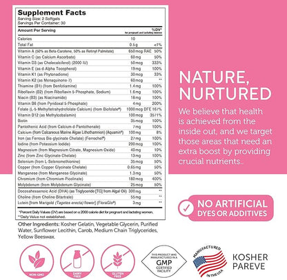 Zahler Prenatal Vitamin with DHA & Folate - DHA Supplements & Prenatal Multivitamin for Mother and Child - Kosher Prenatal DHA Prenatal Vitamins with Iron, Pre Natal Softgels 60 Count
