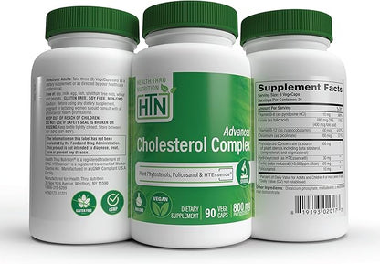 Health Thru Nutrition Advanced Cholesterol Complex | Heart Health Support & Lipid Metabolism with Phytosterols, Policosanol, Hydroxytyrosol, Chromium and More | Vegan, Non-GMO (Pack of 90)