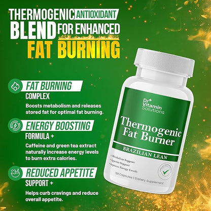 Thermogenic Fat Burner Brazilian Lean, Weight Loss Vitamins, Waist Trimmer & Supplements for Bloating (1 Bottle, 120 Capsules)