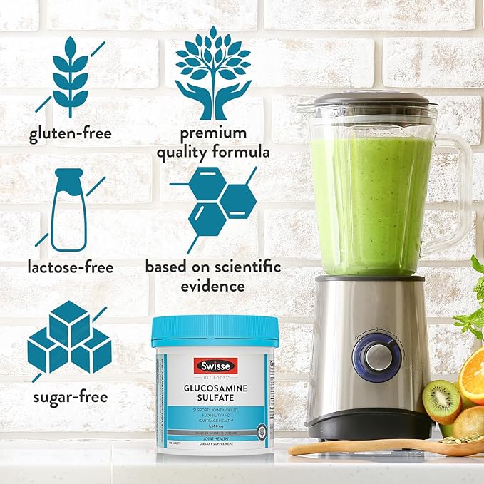 Swisse Glucosamine Sulfate Joint Support Supplement, Joint Health Supplement for Mobility and Flexibility | Joint Supplement for Women and Men | Glucosamina 1500mg | 180 Tablets