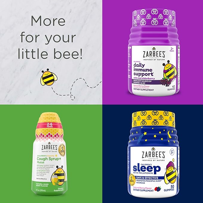 Zarbee's Children's Calm Gummy, Supports a Calm Mind & Body for Kids Ages 5+, Made with Magnesium, Chamomile & Vitamin B6, Natural Raspberry Flavor, 30 Count Gummies