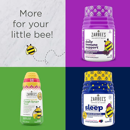 Zarbee's Children's Calm Gummy, Supports a Calm Mind & Body for Kids Ages 5+, Made with Magnesium, Chamomile & Vitamin B6, Natural Raspberry Flavor, 30 Count Gummies