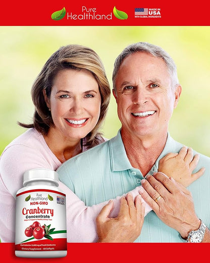Non GMO Cranberry Concentrate Supplement Pills for Urinary Tract Infection UTI. Equals 12600mg Cranberries. Triple Strength for Men and Women, Easy to Swallow Softgels 1 Bottle