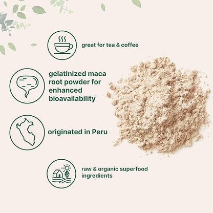 Organic Maca Root Powder, 2 Pound, Gelatinized for Better Absorption, Rich in Antioxidants, Help Energy, Stamina, Endurance, Strength and Immune System, No GMOs, Vegan Friendly and Peru Origin