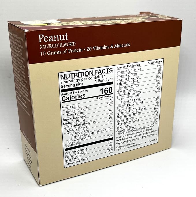 Peanut Bar - New Journey Weight Loss & Wellness - High Protein Meal Replacement Nutrition Bar (7 bars/box)