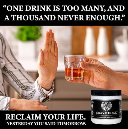 Crave Edge Alcohol Craving Support | Physician-Formulated | Anti Alcohol Replacement Drink | Stop Drinking Alcohol | Liver Detox | Fast Acting | No Big Pills or Bad Taste | 150G Powder-30 Servings