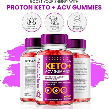 Proton Keto ACV Gummies Advanced Weight Management, Protein Keto ACV Gummies, Proton Keto Plus Gummies with Apple Cider Vinegar Supplement 1000mg, Proton Keto+ACV Gummies Reviews (5 Pack)