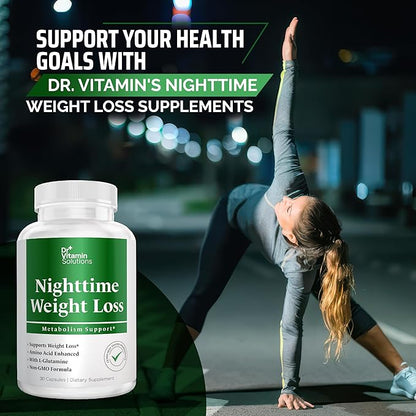 DR. Vitamin Nighttime Fat Burner Supplements - Appetite Suppressants for Weight Loss - Night-Time Fat Burner for Women and Men Supporting Sleep & Relaxation - Metabolism Booster Weight Loss Pills - 30