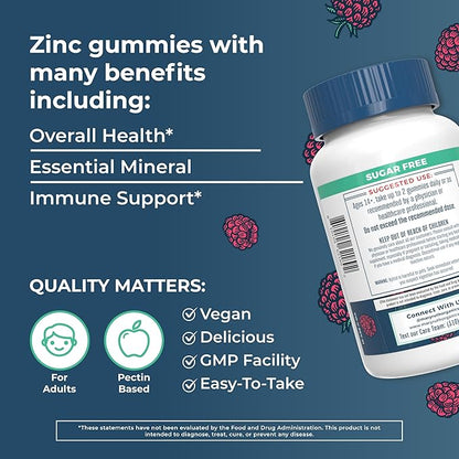 MaryRuth Organics Zinc Gummies | Zinc Supplements | Immune Support Supplement | Essential Mineral | Pectin Based | Overall Health & Wellness | Ages 14 & Up | Vegan | Non GMO | 30 Servings