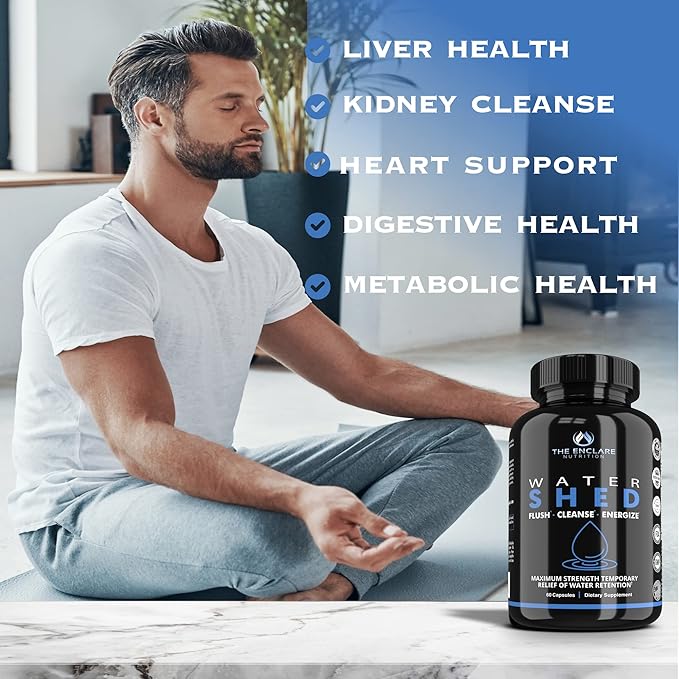 THE ENCLARE NUTRITION Water Pills Diuretic Water Retention, Liver Detox, Kidney Cleanse, Weight, Swelling, Edema, Bloating Relief, Fluid Balance Watershed Max Strength (1)