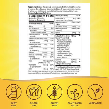 Nature's Way Alive! Men’s 50+ Daily Gummy Multivitamins, Supports Healthy Brain, Eyes, Heart*, B-Vitamins, Gluten-Free, Vegetarian, Fruit Flavored, 60 Gummies (Packaging May Vary)