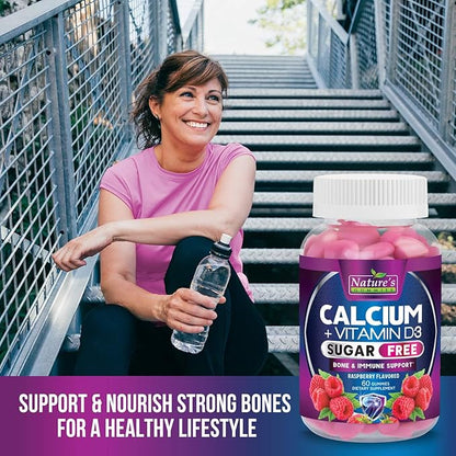 Sugar Free Calcium Gummy Bites Plus 400 IU Vitamin D3, Bone Health & Immune Support, Supports Bone Strength - Chewable Calcium Nutrition Supplement, Non-GMO, Berry Flavor Chews - 60 Gummies