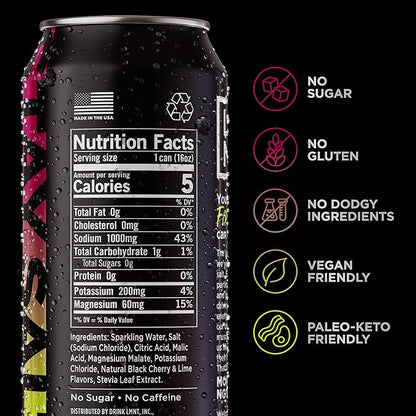 LMNT Sparkling Electrolyte Drink - Black Cherry Lime | 12-Count