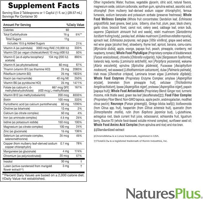NaturesPlus Ultra Source of Life Liquid - 30 fl oz - Mango Pineapple Flavor - Multivitamin Supplement with Vitamin D3 and Lutein - Vegetarian, Gluten-Free - 30 Servings