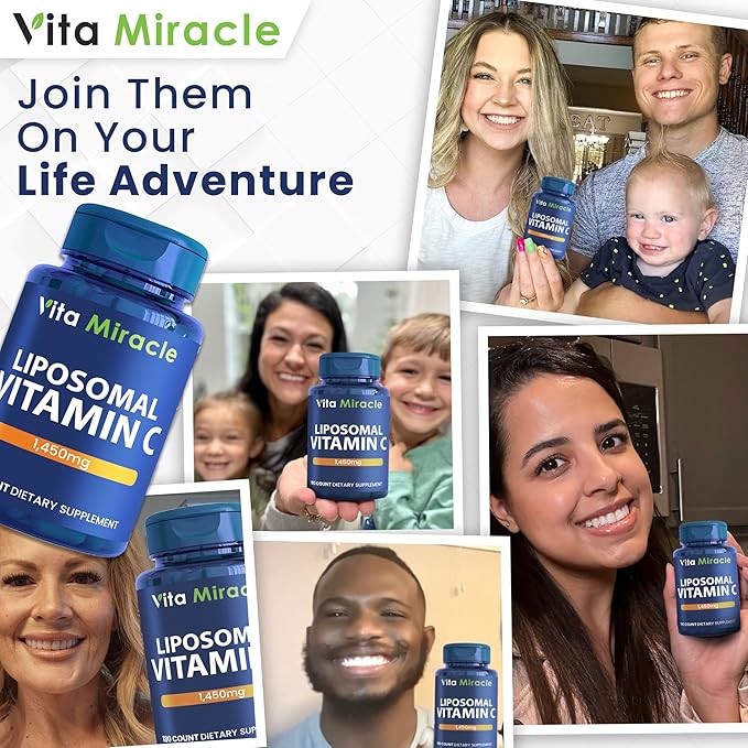 Liposomal Vitamin C 1450mg - 180 Capsules Ultra Absorption Ascorbic Acid VIT C Supports Immune System Fat Soluble Antioxidant & Collagen Booster Compare to Vitamin C 1000mg or 500mg Non-GMO Vegan