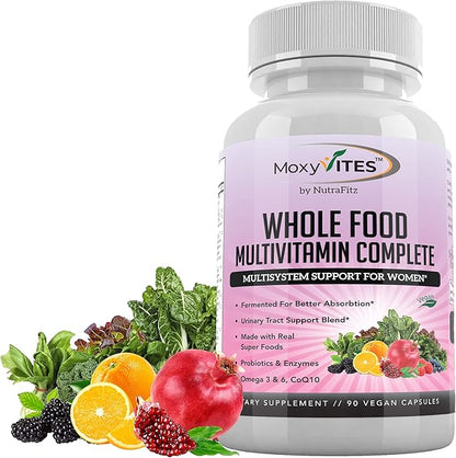 Daily Multivitamin for Women with Iron - Womens Multivitamin with 44 Organic Whole Food & Fermented Nutrients - Daily Vitamin for Women Complete Multisystem Support, 90 Vegan Caps, Non GMO