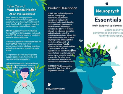 Neuropsych Essentials Brain Support Supplement, Boosts Cognitive Performance & Healthy Brain Function - Neuroprotective Formula by Dr. Justin Lapollo, Multivitamin/Multimineral, 60 Capsules