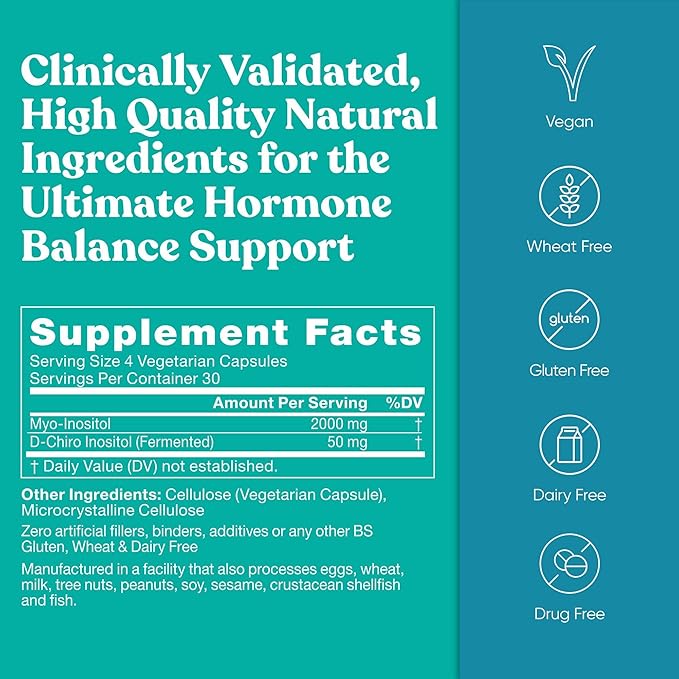 Regulate Cycle Support – Hormone Balance for Women at Optimal 40:1 Myo-Inositol & D-Chiro Inositol – Supplement for Period Consistency, Menstrual & Ovulation Support – 120 Vegan Soft Capsules