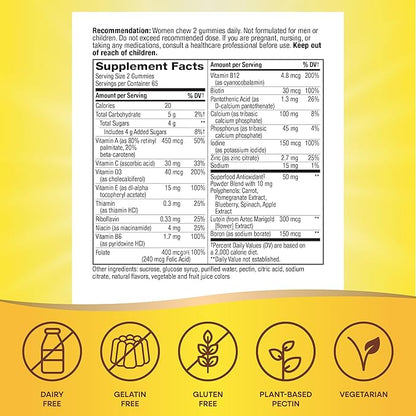 Nature's Way Alive! Women’s 50+ Daily Gummy Multivitamins, Supports Multiple Body Systems*, Supports Healthy Heart, Brain & Bones,* B-Vitamins, Mixed Berry Flavored, 130 Gummies (Packaging May Vary)