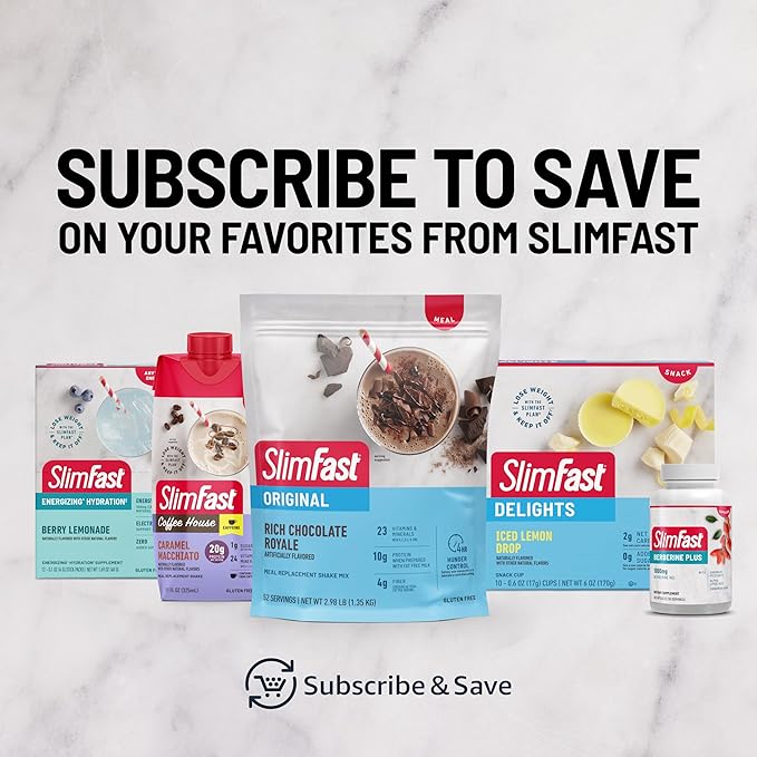 SlimFast Protein Shake with Caffeine, Caramel Macchiato- 20g Protein, Meal Replacement Shakes, High Protein with Low Carb and Low Sugar, 24 Vitamins and Minerals, 12 Count (Pack of 1)