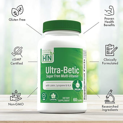 Health Thru Nutrition Ultra-Betic Multivitamin 60 Count | Supports Nerve, Vision, Energy | with ALA, Lycopene | Non-GMO, Clean Label | Third-Party Tested for Quality