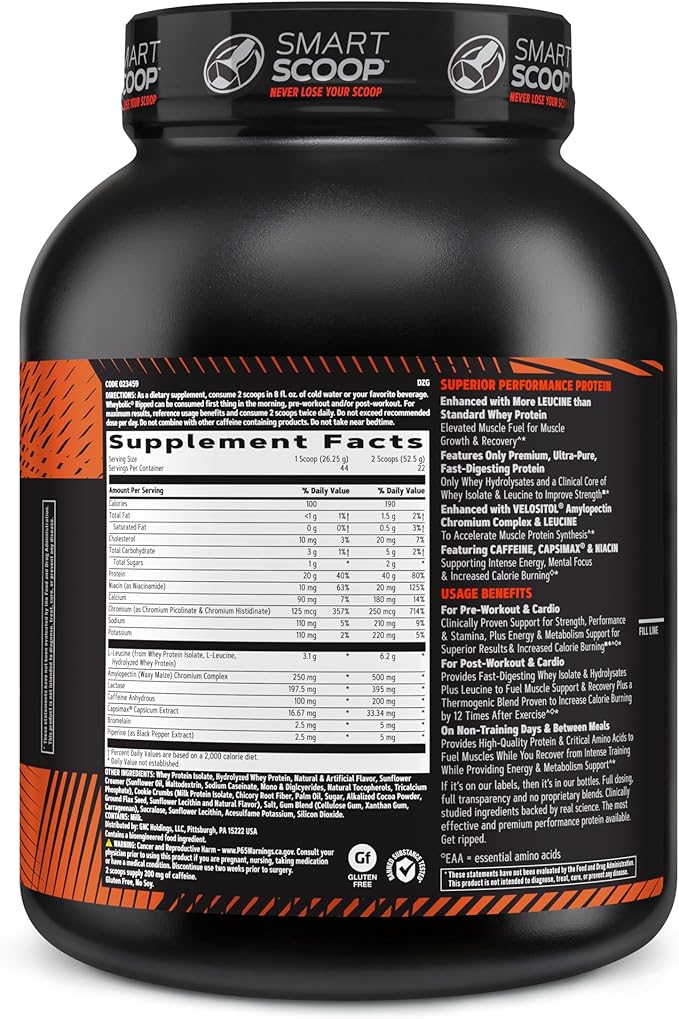 GNC AMP Wheybolic Ripped Whey Protein Powder Isolate with BCAA | Targeted Muscle Building and Workout Support Formula | Gluten Free | Cookies & Cream | 22 Servings