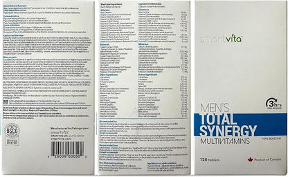 Smartvita - Total Synergy Multivitamins for Men, Vegan Multivitamins and Saw Palmetto for Men for Energy/Vitality, Brain, Heart and Eye Health, for Men Ages 25-65 Plus, 120 Tablets