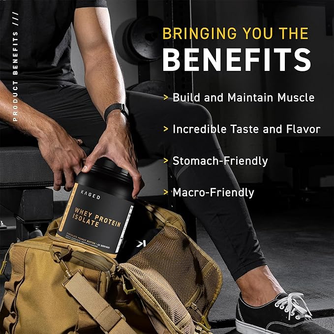 Kaged Whey Protein Isolate Powder | PB Chocolate | 100% Pure Low Lactose Whey | Post Workout Recovery Drink | Support Muscle-Building | 25g per Serving | Amazing Taste Easy Mix for Shakes | 41 Serving