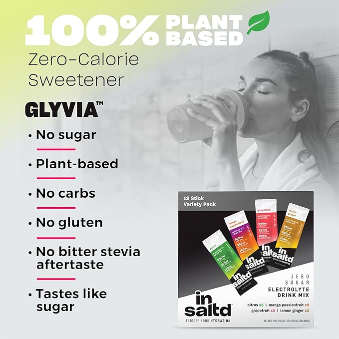 INSALTD™ Sugar Free Electrolytes Powder Packets with No Stevia Aftertaste | High-Potency Hydration Packets | Keto Electrolyte Drinks | Intermittent Fasting Drink Mix | 12 Pack (Variety Pack)