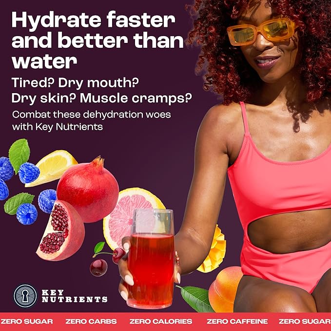KEY NUTRIENTS Multivitamin Electrolytes Powder No Sugar - 5 Delicious Flavors Electrolyte Powder - Endurance & Energy Supplement - Hydration Powder - No Calories - 10 Servings - Made in USA