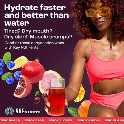 KEY NUTRIENTS Multivitamin Electrolytes Powder No Sugar - 5 Delicious Flavors Electrolyte Powder - Endurance & Energy Supplement - Hydration Powder - No Calories - 10 Servings - Made in USA