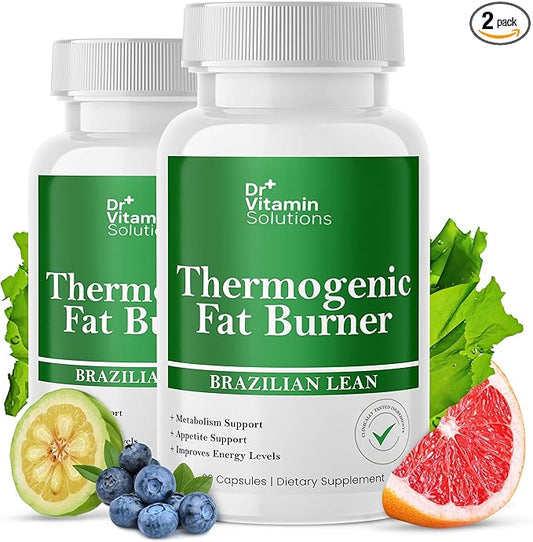 Thermogenic Fat Burner for Women and Men - Appetite Suppressant for Weight Loss - Includes Green Tea Extracts for Bloat Relief - Metabolism Booster - Pack of 2