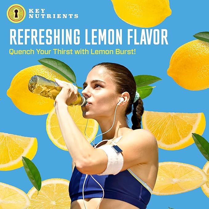 KEY NUTRIENTS Electrolytes Powder Packets - Refreshing Lemonade 20 Pack Hydration Packets - Travel Hydration Powder - Made in USA - No Sugar, No Calories, Gluten Free