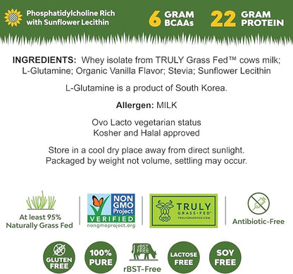 MariGold Grass-fed Whey Protein Isolate Powder - Creamy Vanilla Flavor - 1 Lb Bag | 100% Pure, Cold-Processed, Micro-Filtered, Undenatured, Non-GMO, rBGH Free, Soy Free, Gluten Free, Lactose Free