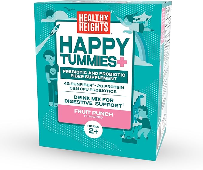Healthy Heights Happy Tummies Prebiotic and Probiotic Fiber Supplement for Kids Ages 2+