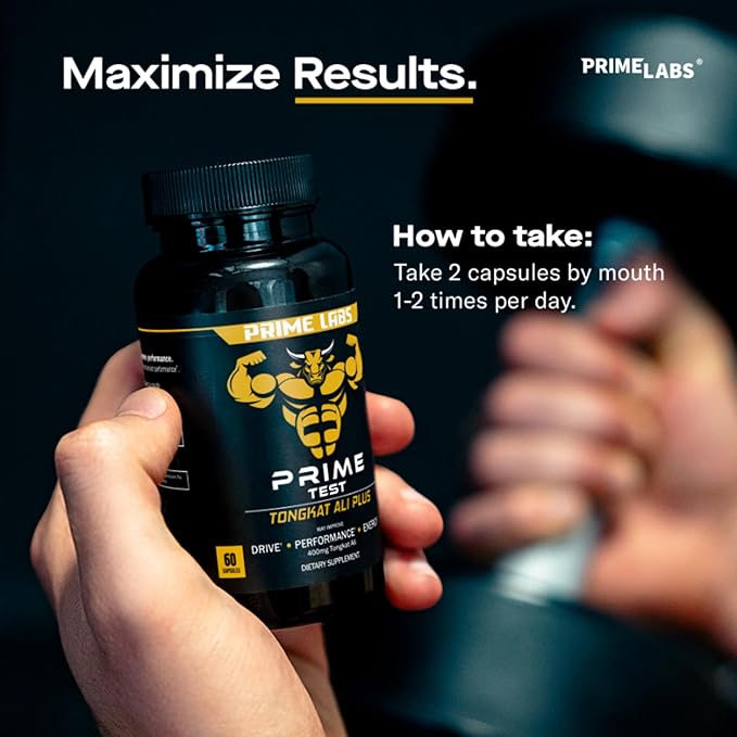 Prime Labs Tongkat Ali for Men - Plus Organic Black Maca Root - Enhanced Performance - Renewed Vitality - Tongkat Ali Extract, Maca Root Powder, Tribulus Terrestris - 60 Capsules
