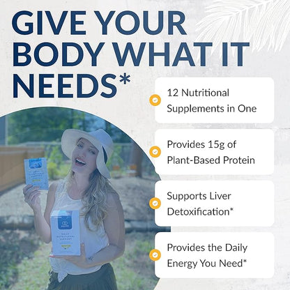 Equilife - Daily Nutritional Support, Organic and Plant Based Protein Powder, All-in-one Multivitamin, May Help Boost Energy and Mood, Gut-Cleansing Aid and Skin Health (Pure Vanilla,14 Packets)