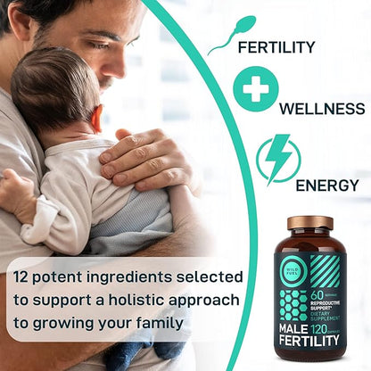 Fertility Supplements For Men Prenatal Vitamin - Maca Root, Ashwagandha, L Arginine, Zinc, Plus Naturals Conception Men Fertility Vitamins and Male Fertility Support Supplements - 120Caps for 2 Months