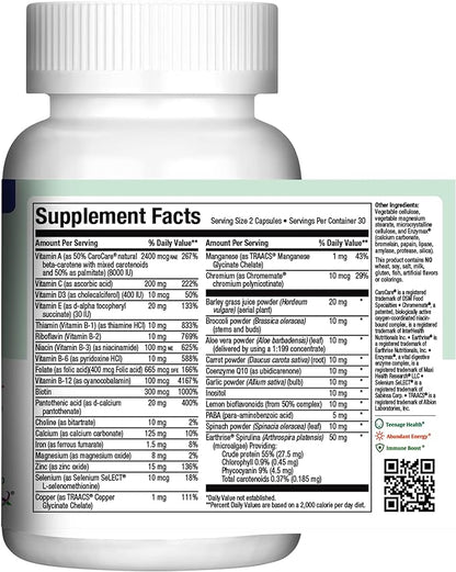 Maxi Health Teen Multivitamin for Girls 12-17 years, Natural Vitamins and Minerals Enhances Development and Immune Health, Best Kosher Supplement for Teenagers, 60 Count