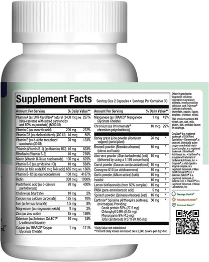 Maxi Health Teen Multivitamin for Girls 12-17 years, Natural Vitamins and Minerals Enhances Development and Immune Health, Best Kosher Supplement for Teenagers, 60 Count